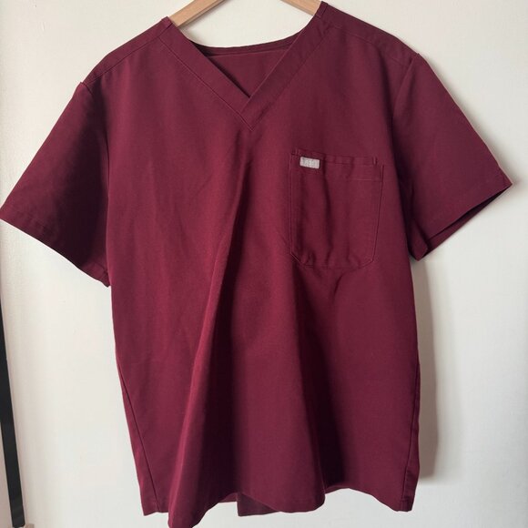 FIGS Leon Top and Tansen Jogger Scrub Set - Burgundy - Picture 1 of 3